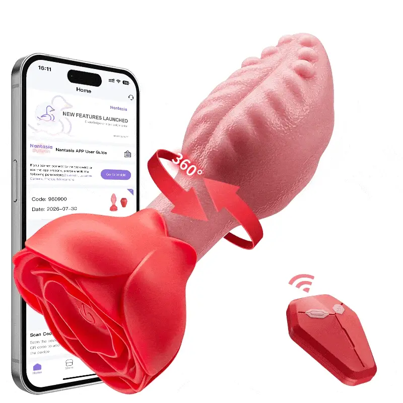ZazaVibe™ Tongue-Shaped 360° Rotating Anal Plug with Rose Base for Women & Men, image 9