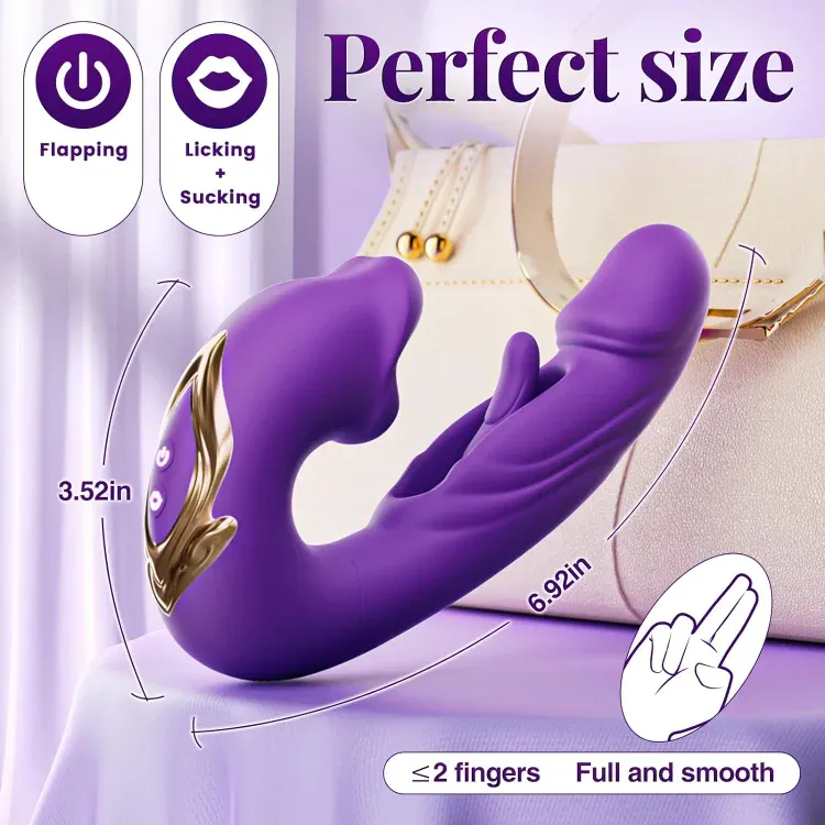 ZazaVibe™ Savannah – Biting Mouth Tongue Clitoral Stimulator Tapping Rabbit Vibrator With 7 Flapping & Vibrating & Licking, image 9