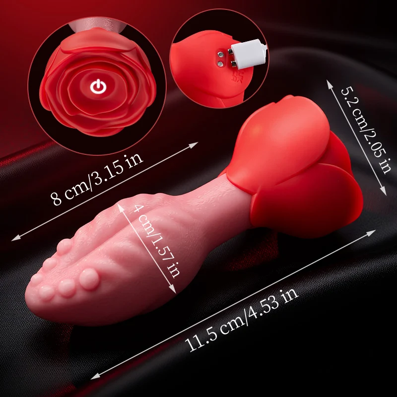 ZazaVibe™ Tongue-Shaped 360° Rotating Anal Plug with Rose Base for Women & Men, image 8