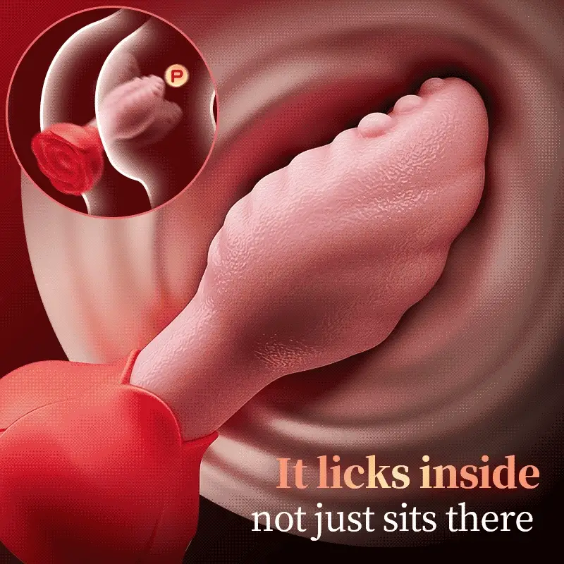 ZazaVibe™ Tongue-Shaped 360° Rotating Anal Plug with Rose Base for Women & Men, image 3